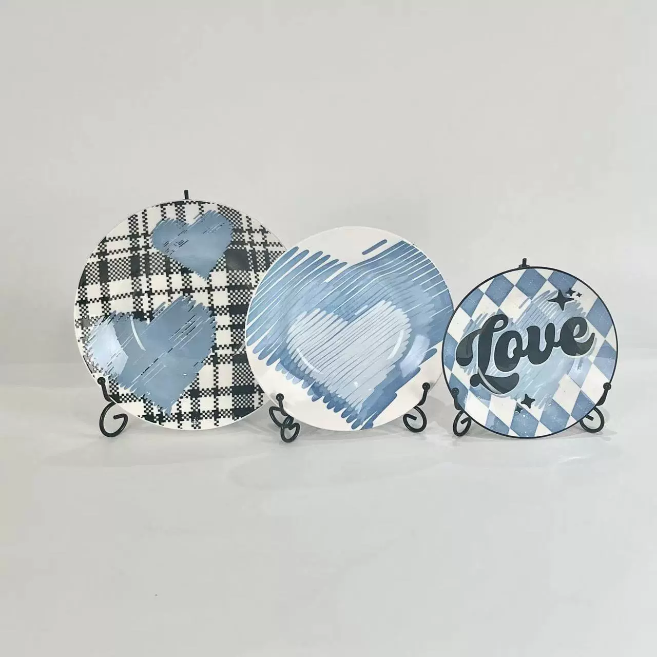 工厂批发陶瓷餐具简约家用白瓷盘图案平盘印花陶瓷盘子外贸出口