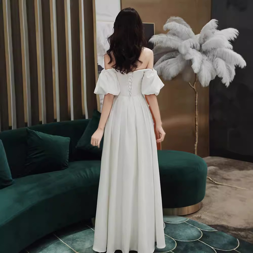 Vestido blanco para mujer 2024 nuevo banquete elegante Socialite vestido largo fiesta fuera del hombro tubo superior vestido de noche