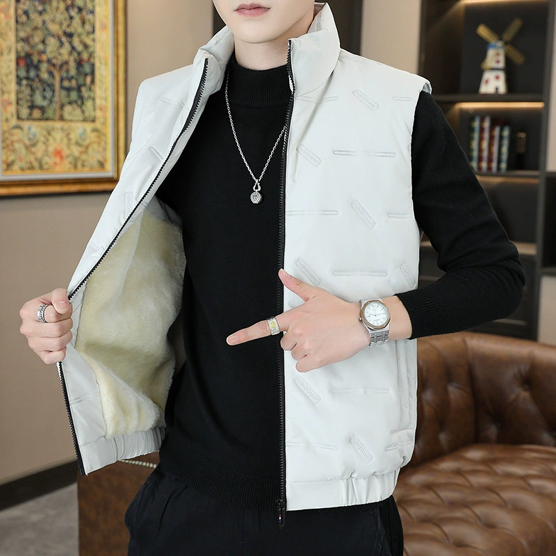 2023 осенне-зимняя легкая куртка с зубной щеткой и хлопковой подкладкой, теплый жилет, мужской свободный короткий жилет сзади