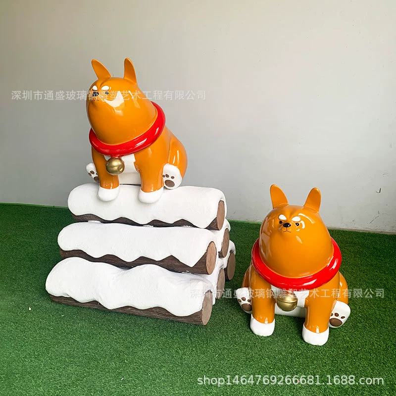 Имитация FRP идиллической формы Shiba Dog украшение наружного стекловолокна мультяшная собака животное кукла скульптура