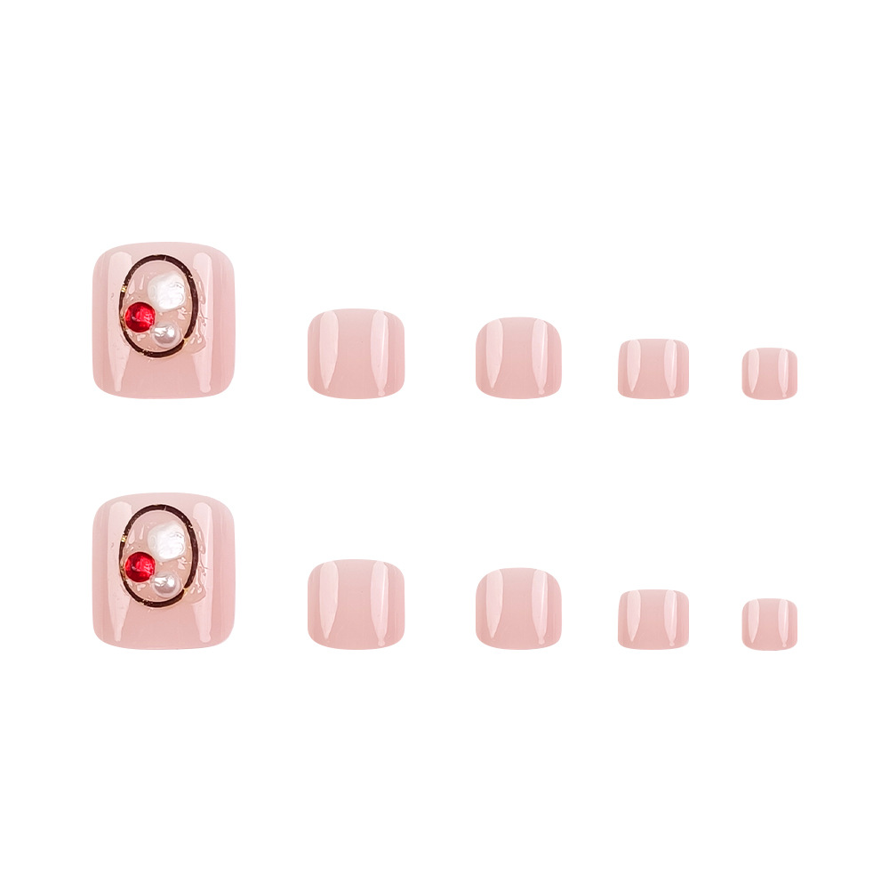 Comercio extranjero mejor venta polvo a través de gemas manicure pie uña suave ligera lujosa pie de viento desgaste uña 24 piezas de parche de uñas falsas image 5