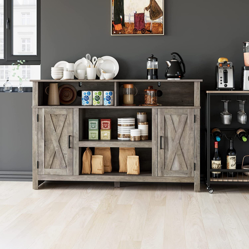 Cross-Border Foreign Trade Supply Modern Farmhouse Tv Stand Tv Barn Door Living Room Tv Cabinet Storage Cabinet