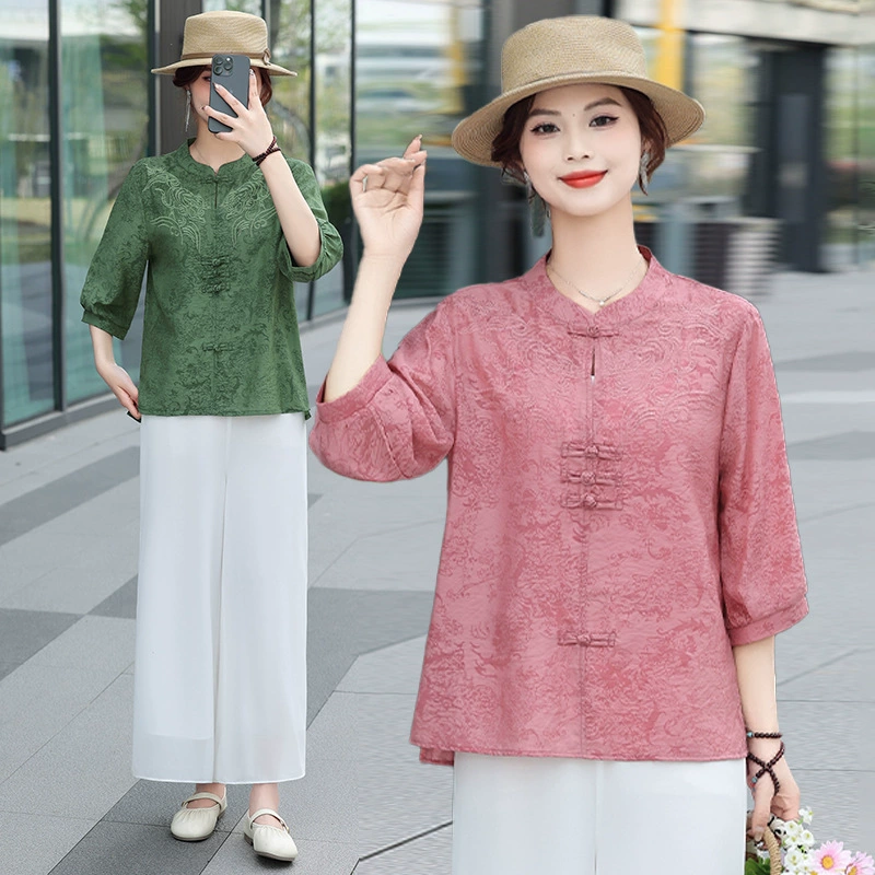 Модный наряд для мамы на День матери, летний топ с рукавами три четверти, стильный свободный однотонный пуловер для женщин среднего возраста, футболка