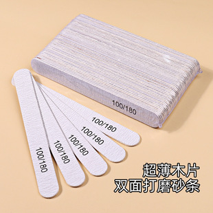 Nail File Sanding Strip Gray Straight Wooden Nail File Double-Sided Manicure Tool Polishing Strip
