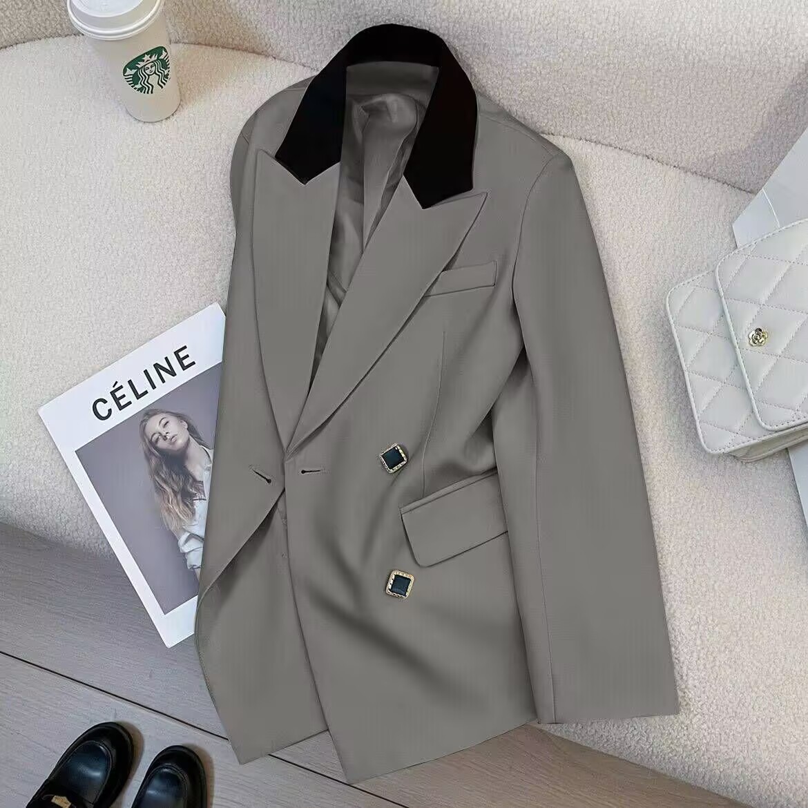 demi-season design spring elegant classic suit jacket