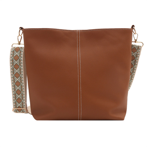 2024 New Women's Bag Internet Celebrity Light Luxury Original Single Shoulder Non-colliding Wide Shoulder Strap Crossbody Bag Work Bucket Bag