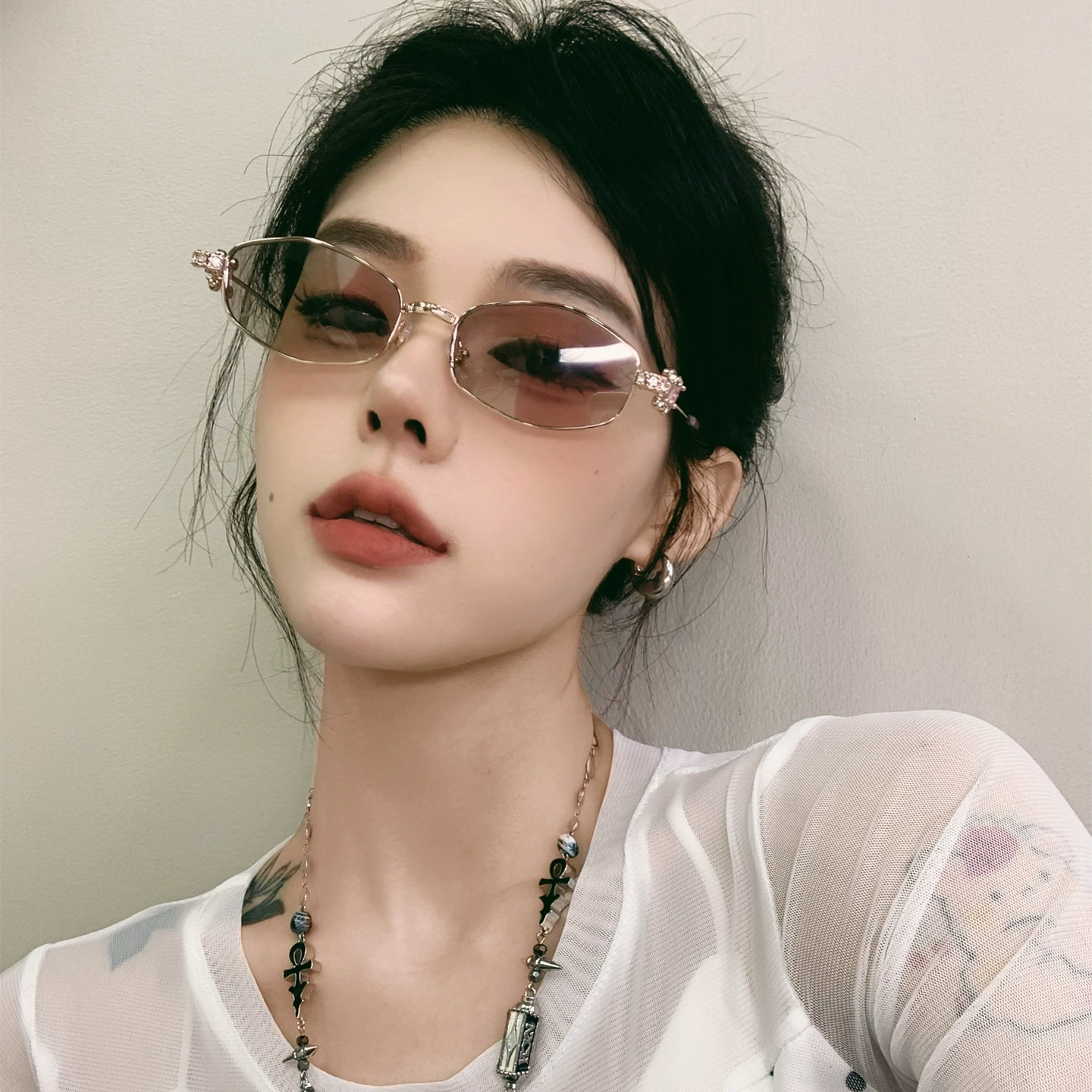 TikTok, металлические очки с бриллиантами, 2 карата, интернет-знаменитость