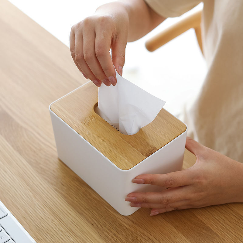 Depo household Bamboo Tissue box a living room tea table originality napkin storage box Paper towel tube desktop Simplicity Tissue box