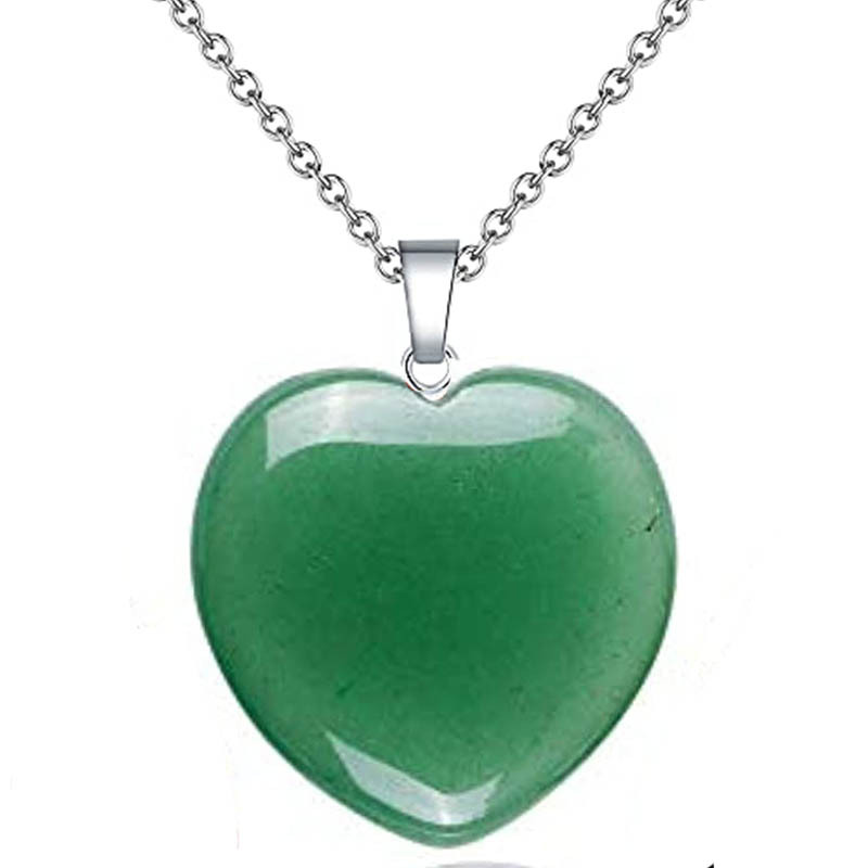 cable chain Chain Type 1 Piece Quantity Casual Simple Style Heart Shape Natural Stone Crystal Iron Wholesale Pendant Necklace