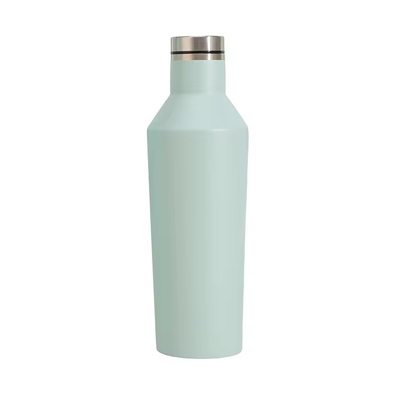 Nuevas botellas de acero inoxidable transfronterizas deportivas portátiles al aire libre tazas térmicas de estilo americano botellas de vino se pueden fijar logotipo