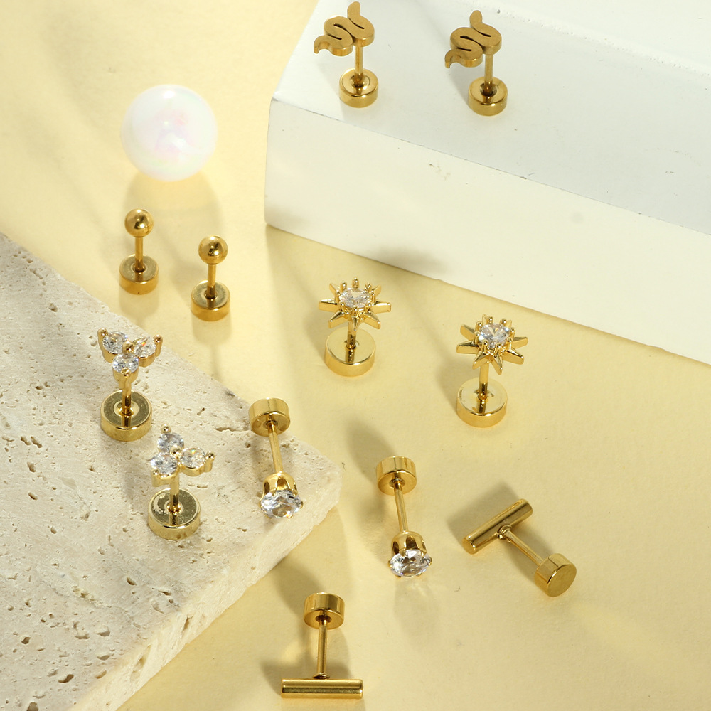 Sun Earring Set Stainless Steel One-Piece Ear Bone Stud Earrings for Men Women Wholesale detail image 9