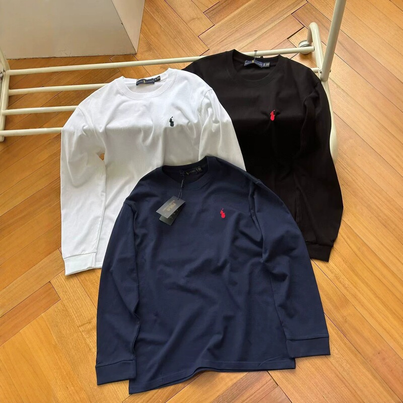 Spring and Autumn Ralph Lauren logo unisex crew neck long-sleeve T-shirt, casual couple style pure cotton base shirt Spring and Autumn Ralph Lauren logo unisex crew neck long-sleeve T-shirt, casual couple style pure cotton base shirt