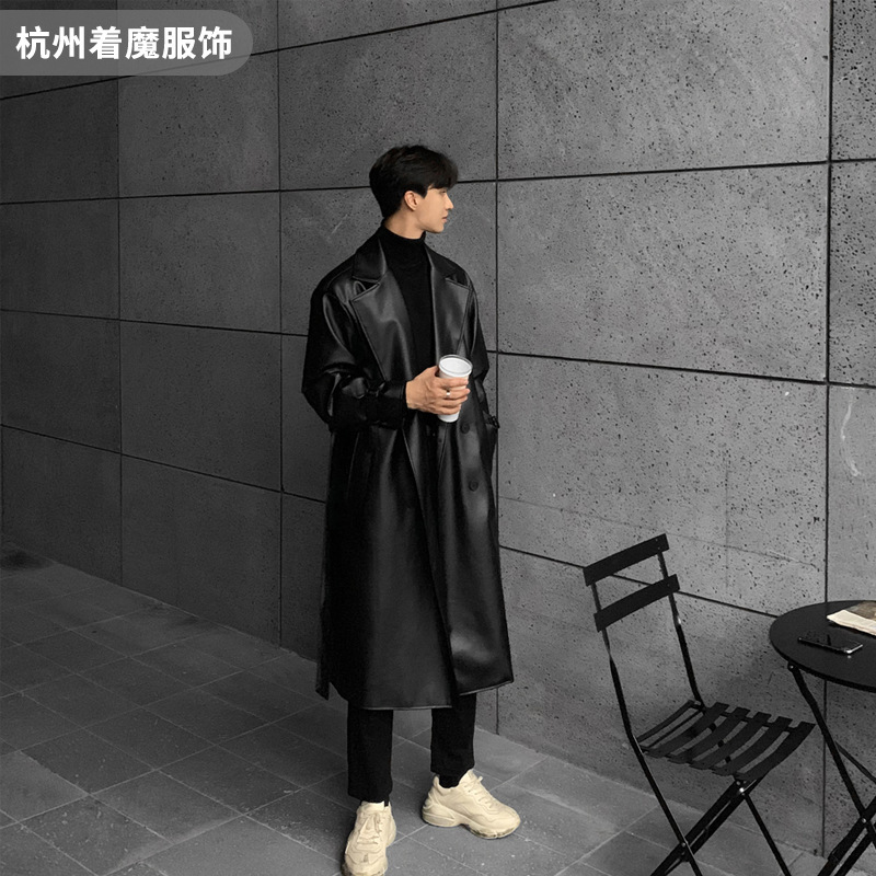 Original Leather Spring and Autumn Soft Leather Jacket for Men, Winter Long Stylish Biker Coat, Long Over-The-Knee Waist-Cinching Outerwear Original Leather Spring and Autumn Soft Leather Jacket for Men, Winter Long Stylish Biker Coat, Long Over-The-Knee Waist-Cinching Outerwear