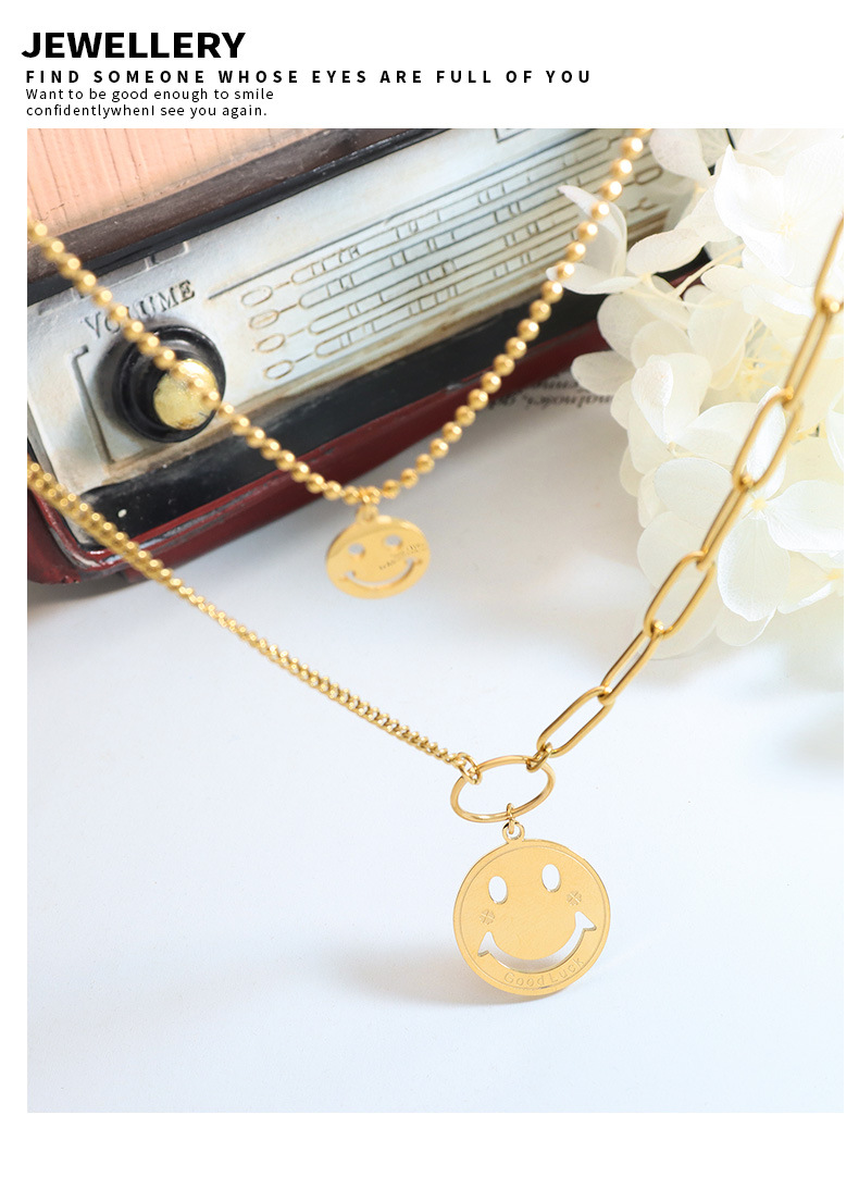 Fashion Smiley Face Titanium Steel Plating Pendant Necklace 1 Piece