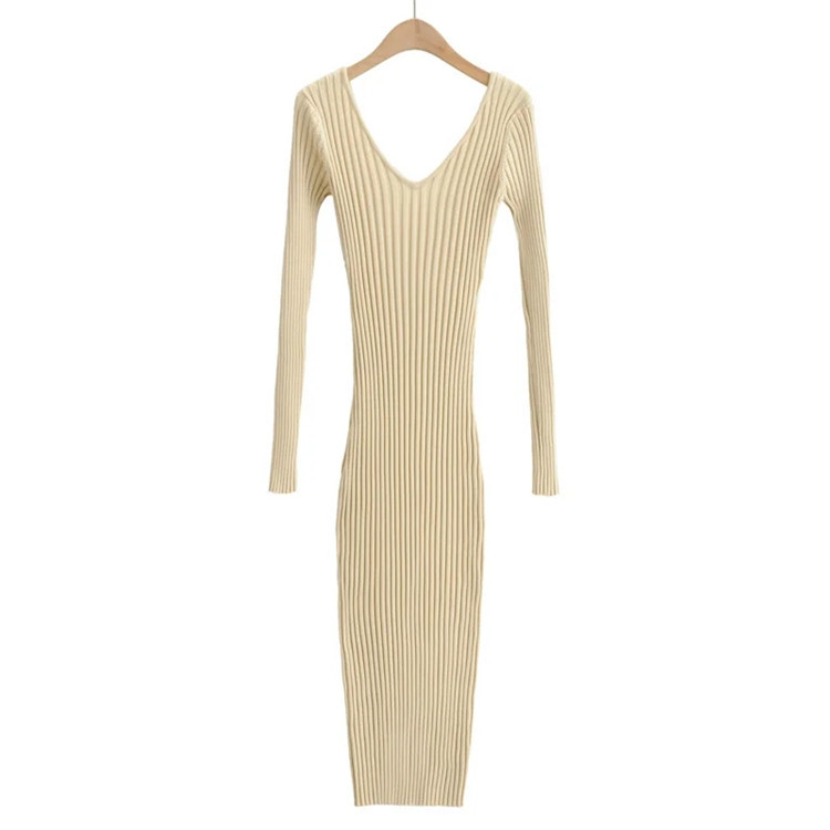 elastic slim-fit knitted dress NSLD24041