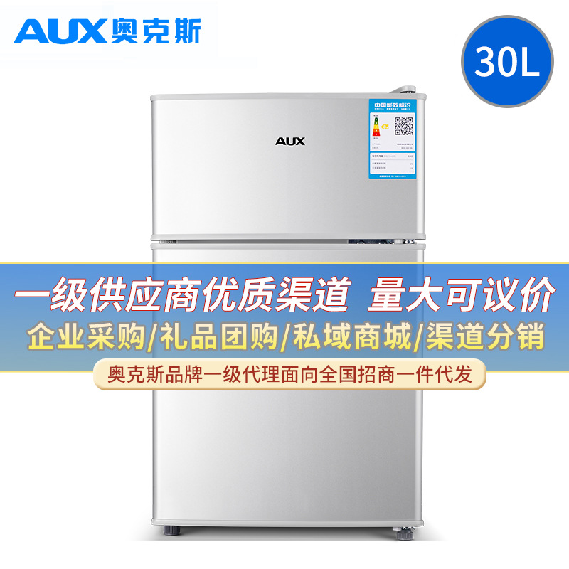 Oaks 30 Liter Small Refrigerator Mini Small Double Door Home Office Refrigerated Freezer Refrigerator Energy Saving