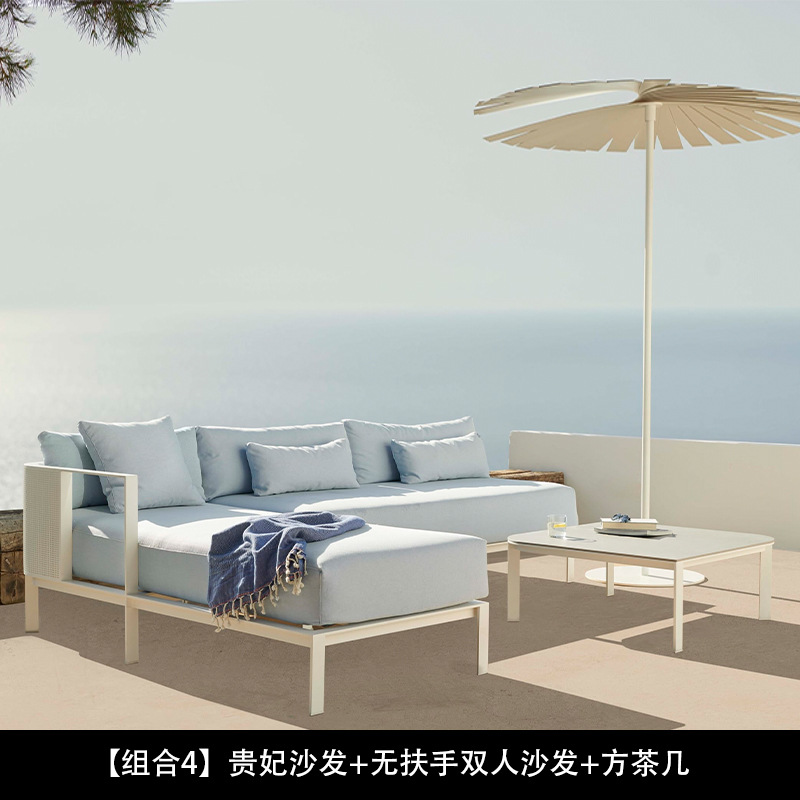 Sofá nórdico al aire libre ocio minimalista diseñador de acero inoxidable patio villa creativo impermeable muebles al aire libre