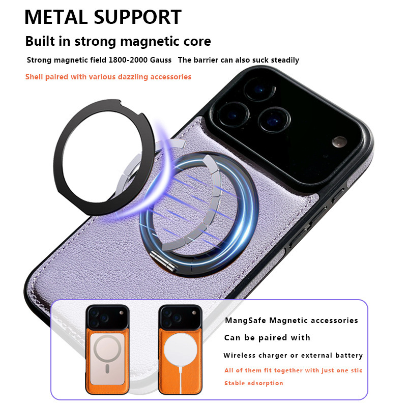 iPhone17promax 回転スタンド携帯電話ケース 360 度磁気ビジネスプレーンレザー落下防止保護カバーに適しています。|undefined