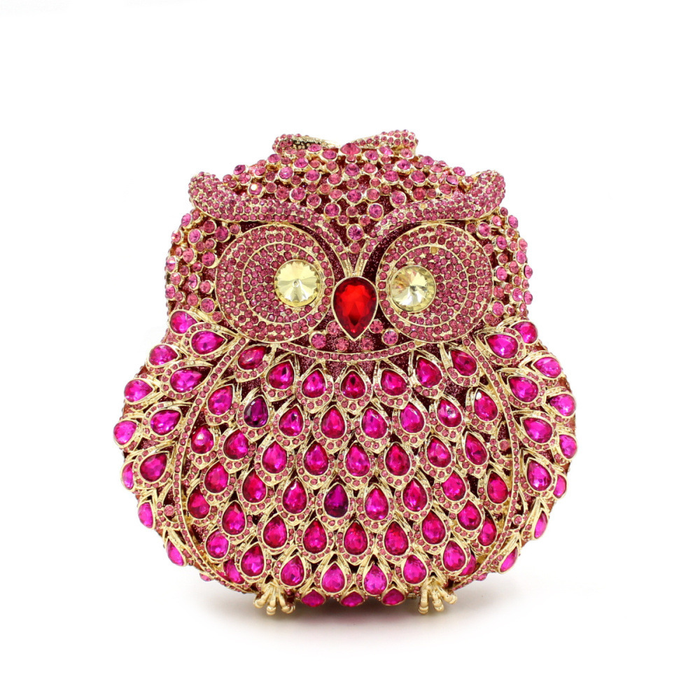 Owl diamond clutch bag, owl transfronterizo, bolsas de cena de diamantes, bolsas de diamantes huecas, bolsas de mano, bolsas de mujer