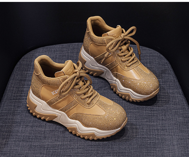 Giày sneaker nữ chunky đế dày phong cách hot girl, cổ điển năng động mùa đông 2025 — M2669 màu vàng một lớp lót trong, M2669 một lớp màu đen, M2669 màu đỏ một lớp bên trong, M2669 màu xám một lớp bên trong chi tiết 15