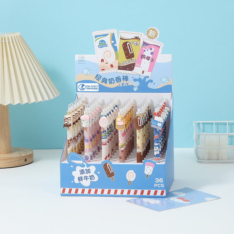 블루 YM2827 우유 맛 아이스크림 지울 수있는 펜 1 [36 PCs/box]