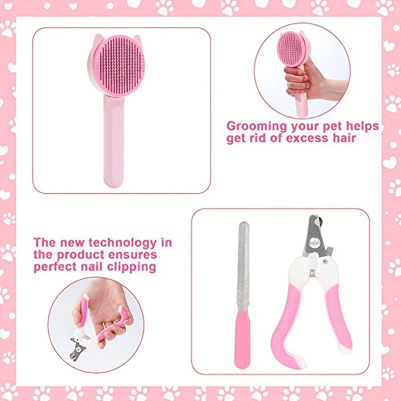 8 piezas Beauty Set Pet Nailcutter y archivo de salto de cepillo de dientes de silicona para mascotas etiquetable