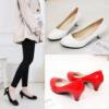 white student Etiquette High-heeled shoes Waterproof Low-heel 3-5cm work The workplace Stiletto interview Single leather shoes