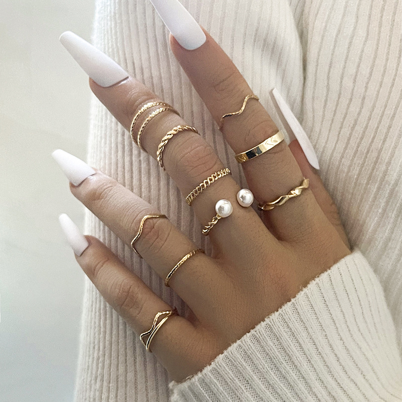 Set Sittong القمر الخاتم المرصع بالماس ، Love Pearl Ring Ring Creative Zodiac Finger Finger Ring Ring display picture 2