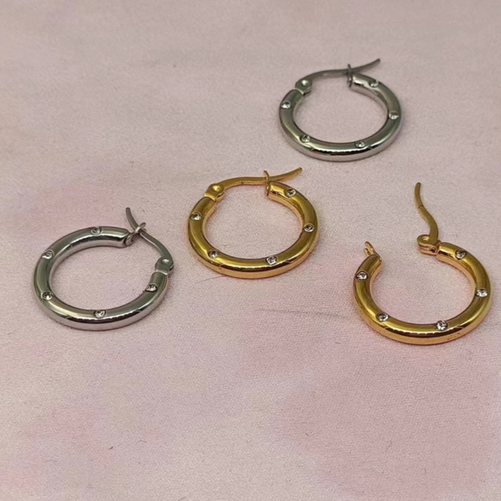 1 Paire Vêtement De Rue Couleur Unie Placage Acier Au Titane Boucles D'oreilles Cerceau display picture 5