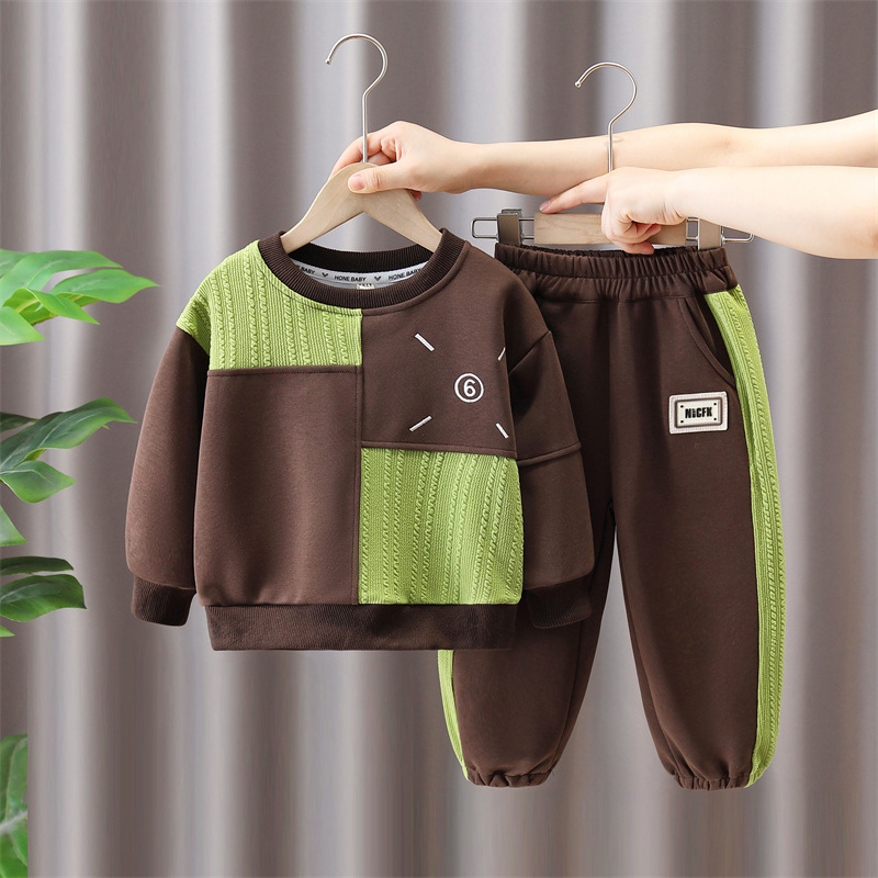 6320 Traje de otoño para niños 2025 Nuevo estilo Traje de dos piezas de suéter para niños de primavera y otoño para bebés