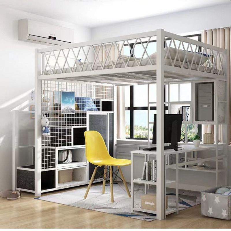 Cama de loft individual mayorista transfronteriza Cama de hotel con escalera Cama de niños Cama de apartamento pequeña