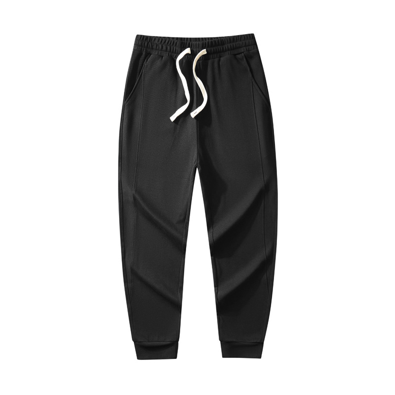 Men's Twisted Seam Jogger Pants - Relaxed Fit Drop-Crotch Trousers With Subtle Stretch (Navy/Black/Charcoal, 65% Cotton, 300GSM, Unisex Streetwear)_voghion.com