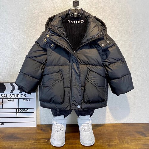 Children's Down Cotton Jacket for Winter 2024, New Style for Boys and Girls, Small to Medium Size, Fashion and Cool Baby Long-Sleeve Cotton Coat