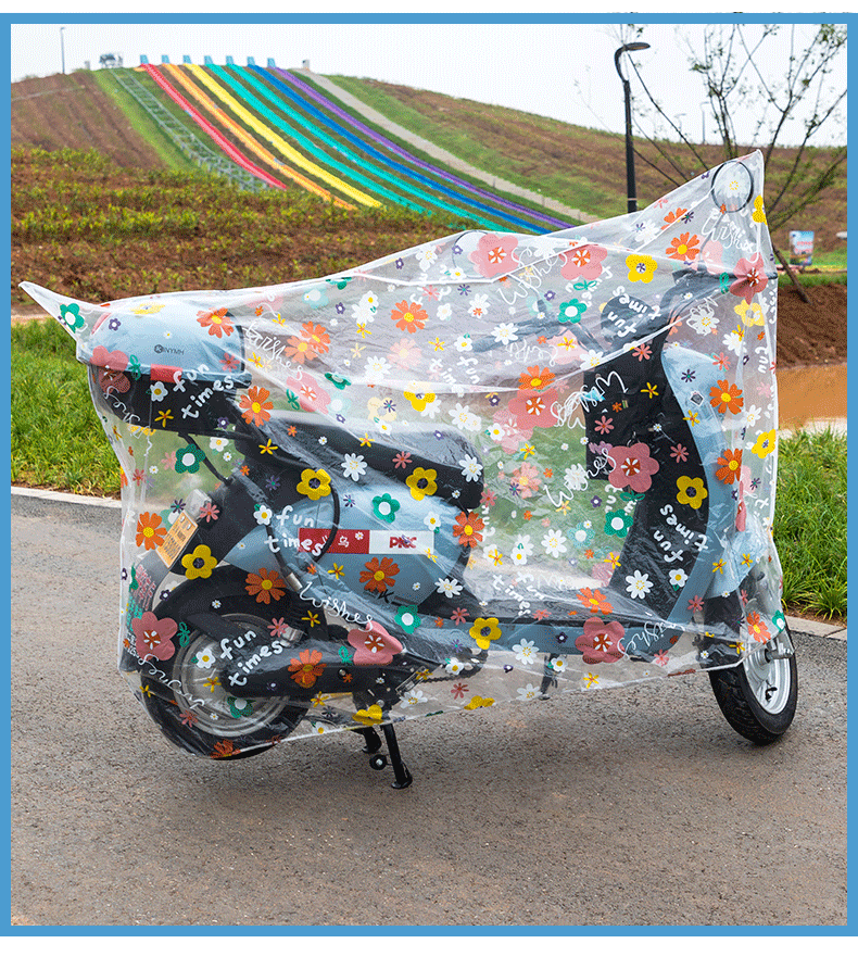 PEVA electric scooter cover, waterproof, dustproof, and dirt-resistant, transparent motorcycle cover, electric vehicle cover, motorcycle cover