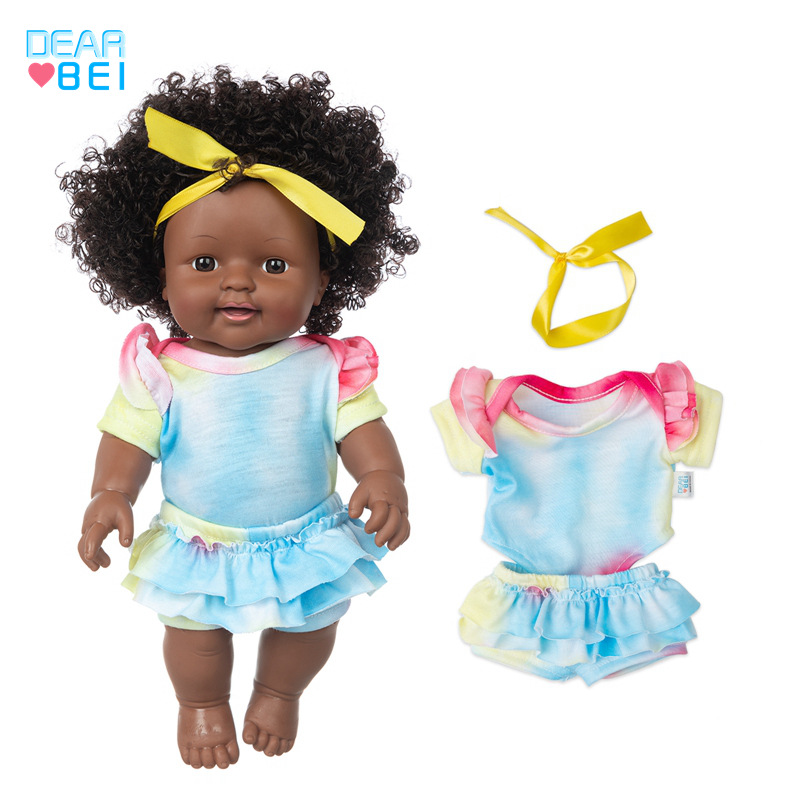Aliexpress venta caliente muñeca africana juguetes para niños enmascarado reborn muñeca de 12 pulgadas muñeca de piel negra muñeca pic 5