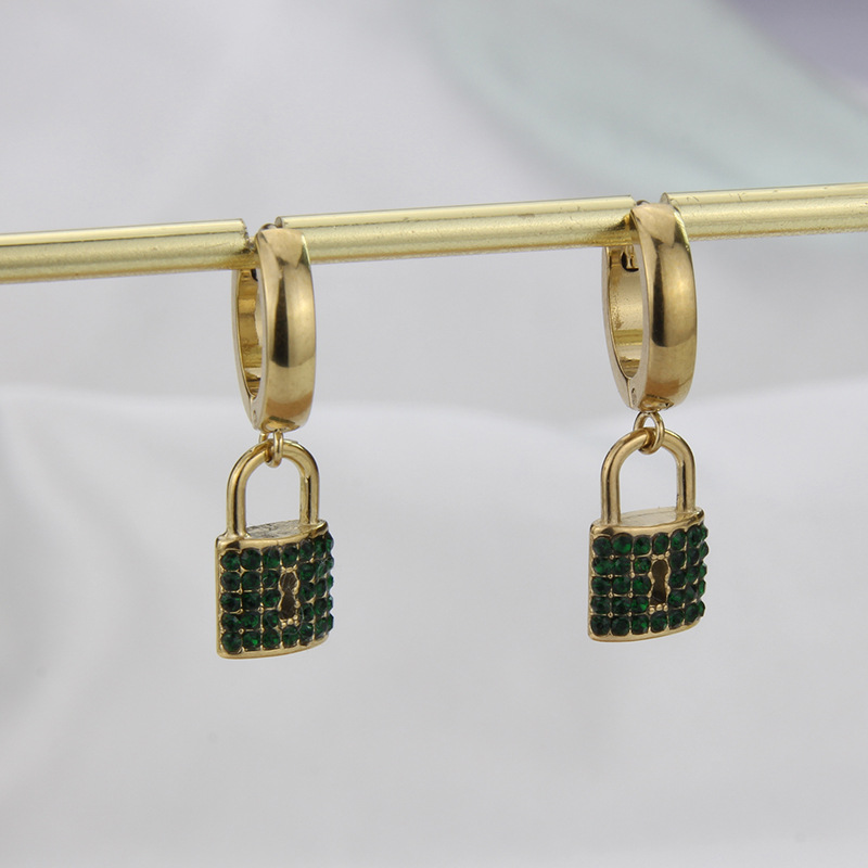 Simple Style Lock Titanium Steel Necklace Necklace Splicing Artificial Rhinestones Stainless Steel N