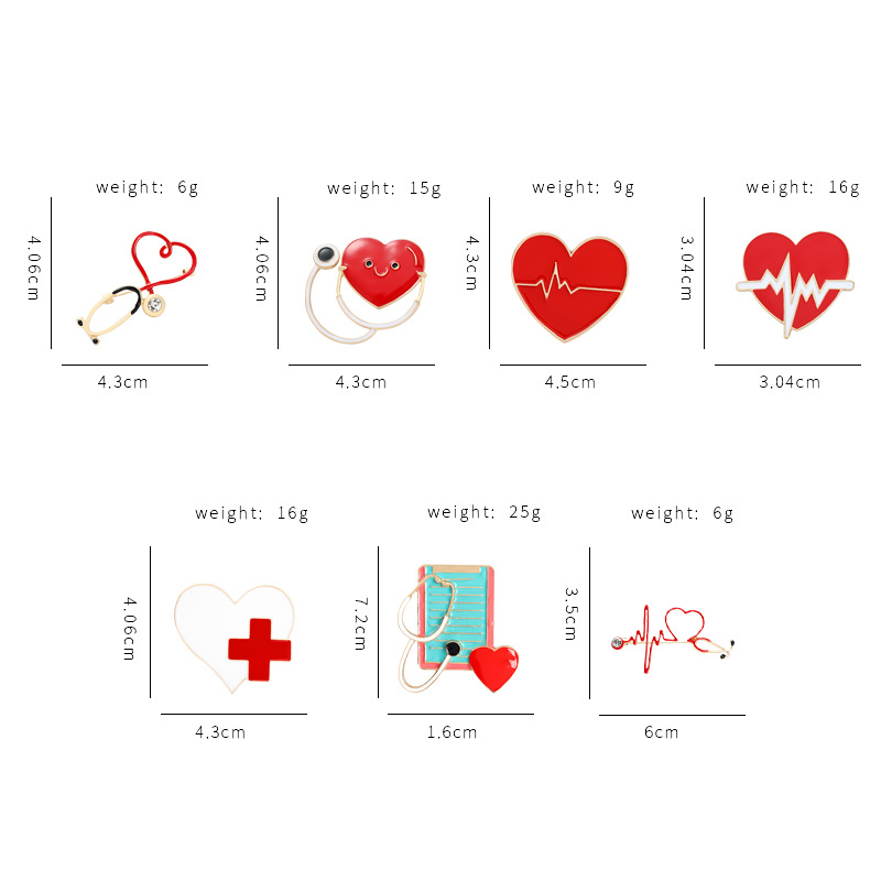 Estetoscopio De Tendencia Broche De Serie Médica Estetoscopio Creativo Electrocardiograma Forma De Médico Insignia De Pintura display picture 2