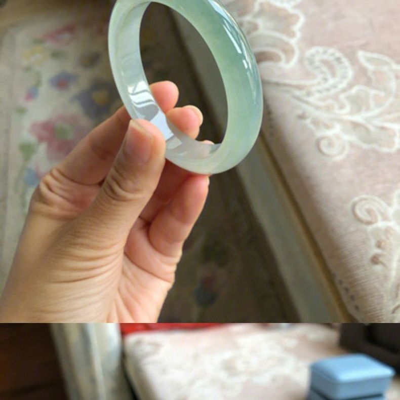 Vòng tay ngọc bích Miến Điện dạng trống tròn màu xanh lục nổi bông, có giấy chứng nhận chi tiết 4