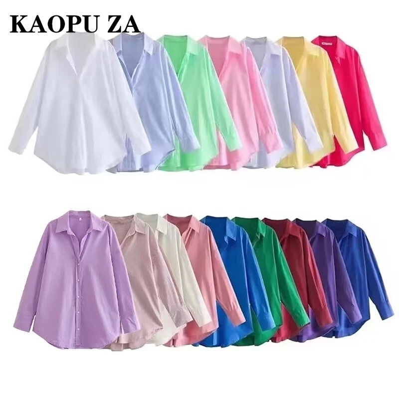 Kaopu Za Spring New Commuter Casual White Shirt Bottoming Top Loose Long-Sleeved Cotton Shirt