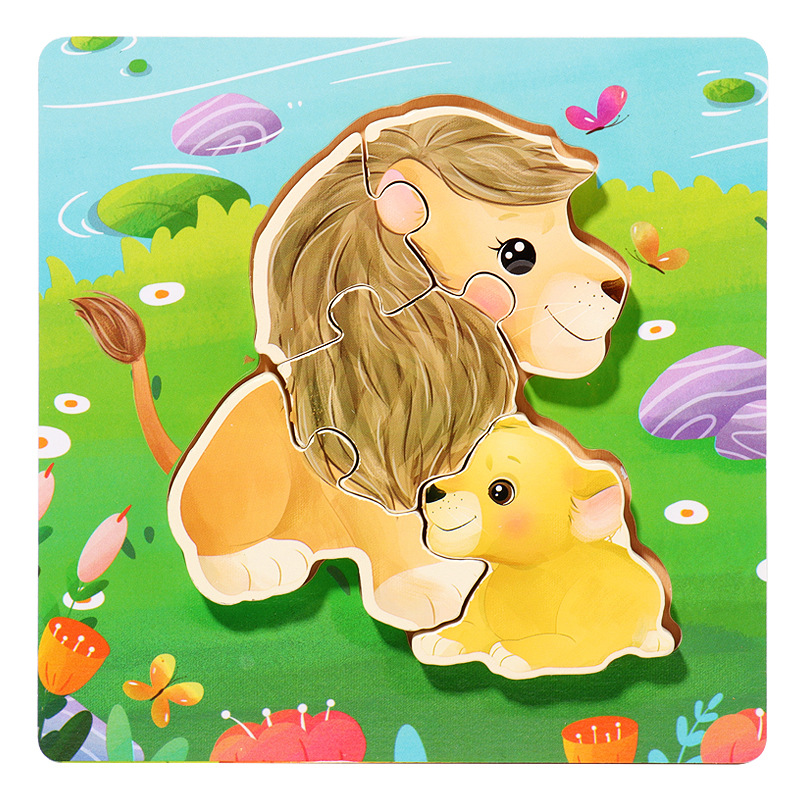 18 animales de dibujos animados de madera padres-hijos rompecabezas niños pequeños 1 - 3 - 5 años de iluminación educativa juguetes pequeños regalos