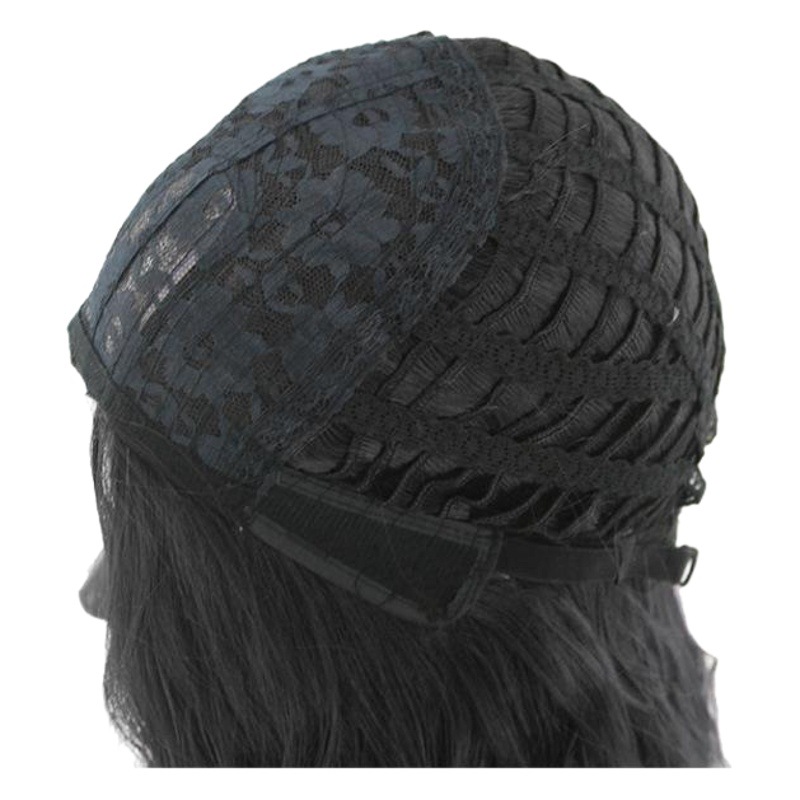 Europa y América transfronteriza teñido de longitud media Pelo Rizado COS gris gradiente anime peluca femenina nueva fibra química cubierta de la cabeza completa