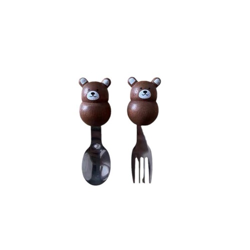 【Metallic Bamboo】Stainless Steel Fork and Spoon for Amazon One-Time Shipping Live Streaming Influencers Instagram Tableware Cartoon