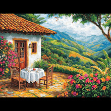 DIY数字油画解压手绘山顶风光风景治愈放松客厅装饰油彩画批发