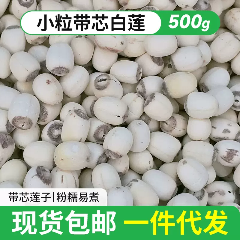 【带芯白莲】干货小粒带芯白莲500g带芯莲子羹煲汤白莲子代发包邮