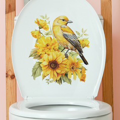 新款fun-m70外貿黃色花朵葉子小鳥馬桶貼浴室衛生間背景牆貼畫