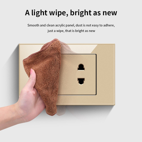 Cross-border hot-selling 118 type tempered glass golden wall switch Thai style multi-three-hole American plug USB can be customized