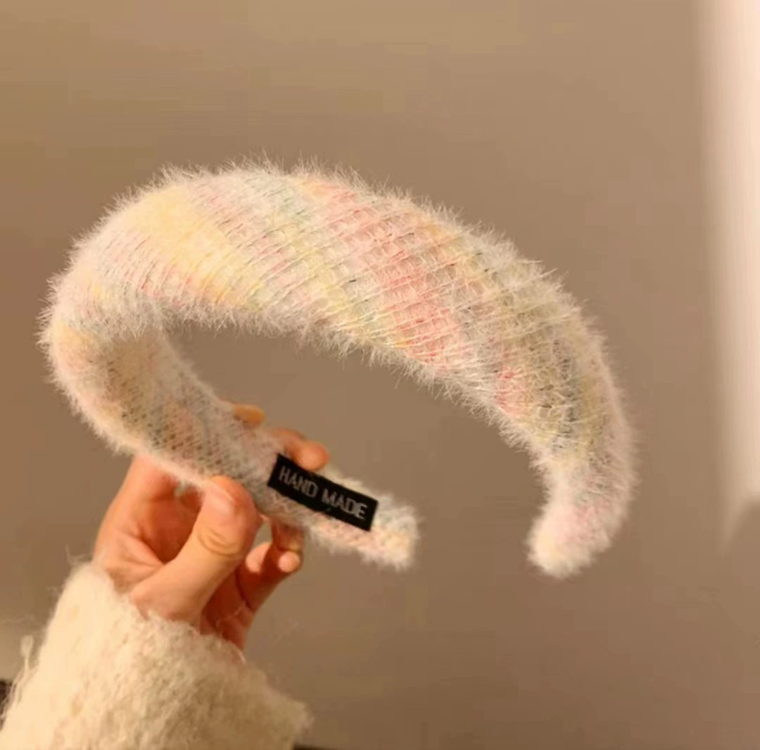 Уплотненная повязка на голову (в стиле Chanel) — фуксиевый бархат и варианты в клетку, аксессуар для душа с мягким шампунем