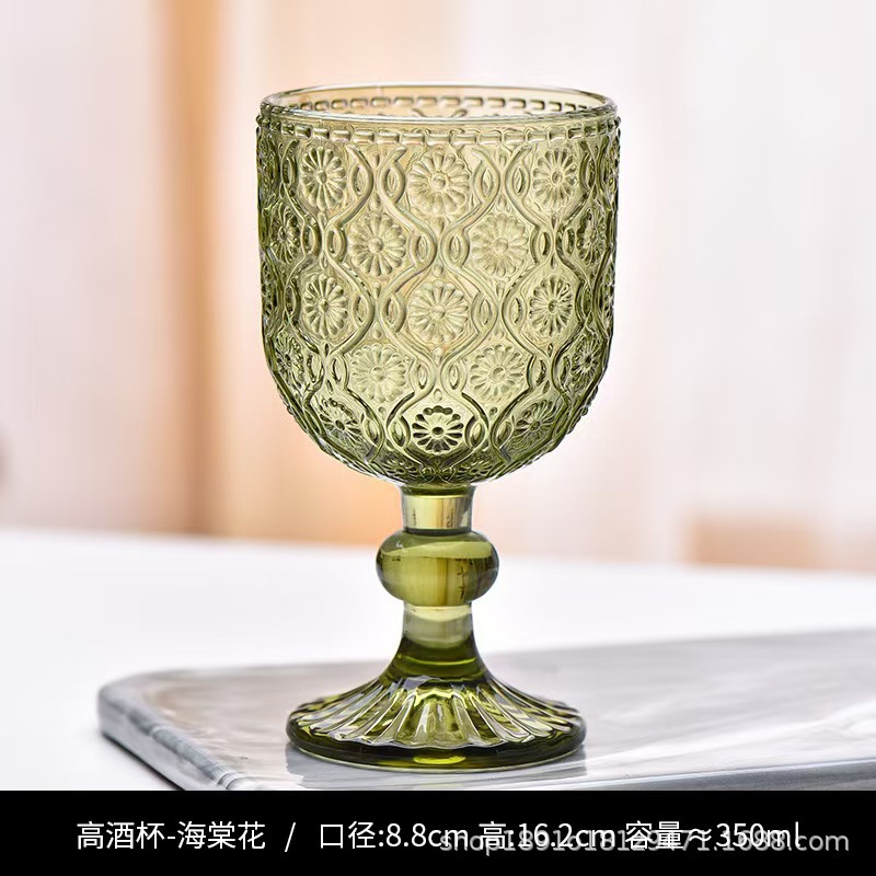Nuevo retrógrado tallado alto taza de agua taza de vino taza de bebida creativa elegante casa hotel café utensilios de vino