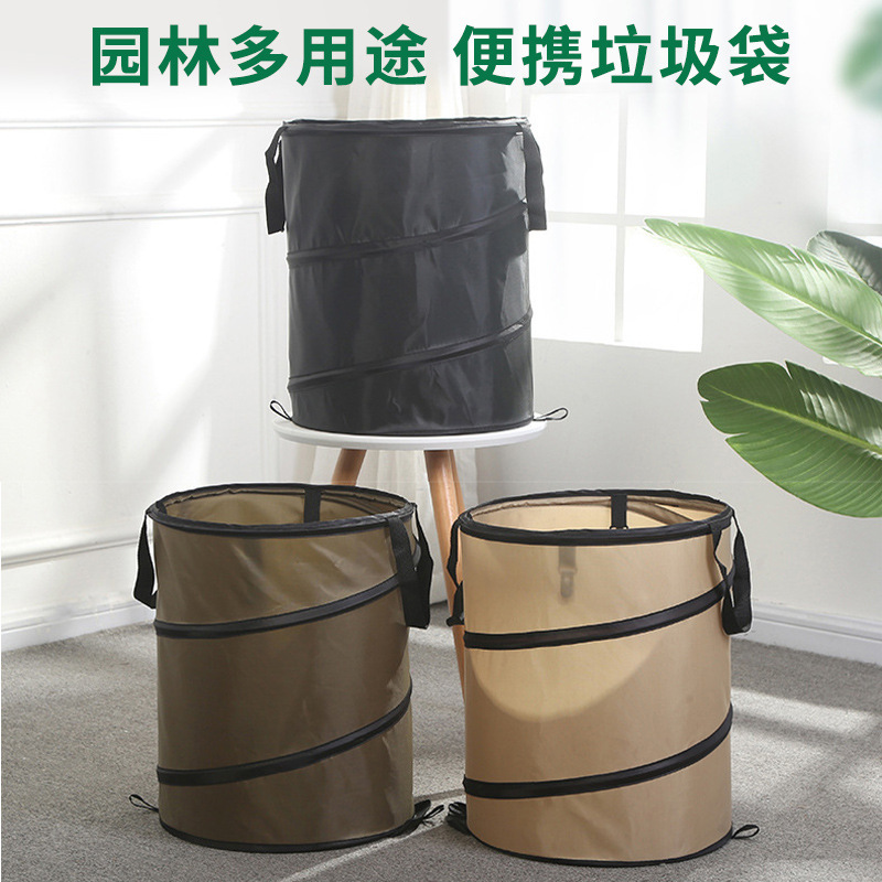 Outdoor Camping Folding Trash Can Oxford Cloth Portable Camping Picnic Storage Barrel Large Folding Bag Garbage Bag