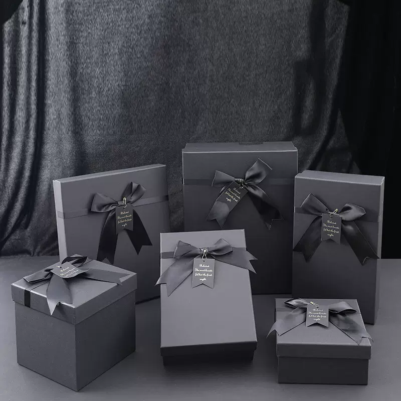 正方形天地盖礼品盒黑色蝴蝶结礼物盒可乐包装盒厂家批发伴手礼